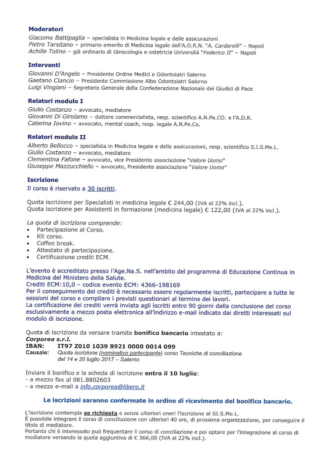 corso ctu 14 20 luglio 2017 costi